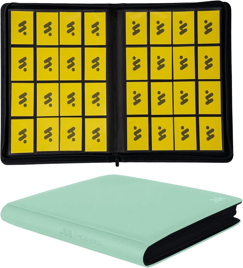 MORABTO Card Binder 16 Pocket,Trading Card Binder Holds up to 1408 Cards with 44 Sleeves,Zipper Card Holder Album Compatible with TCG Card/Game Cards/Sports Card-Light green - Image 1